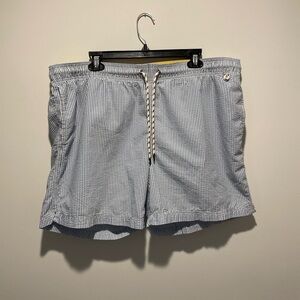 Lands' End Men's Swim Trunks Blue and White XL